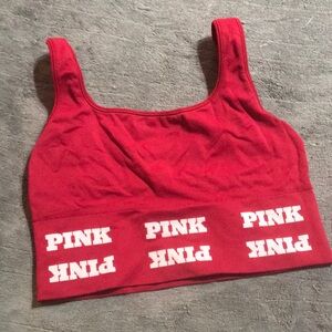 PINK Seamless Red Sports Bra with Logo Band